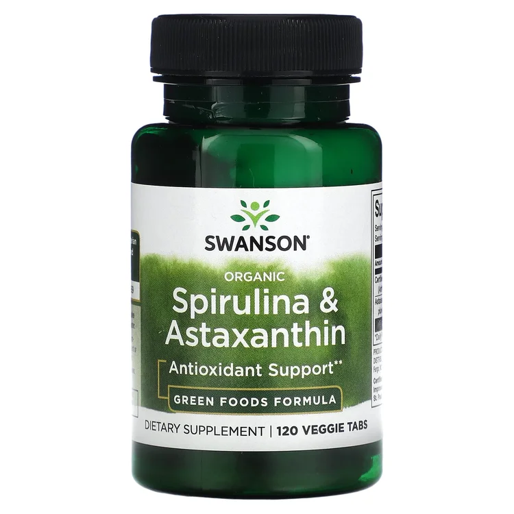 Organic Spirulina & Astaxanthin, 120 Veggie Tabs image 1