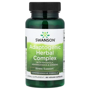 Adaptogenic Herbal Complex with Rhodiola, Ashwagandha & Ginseng, 60 Vegan Capsules