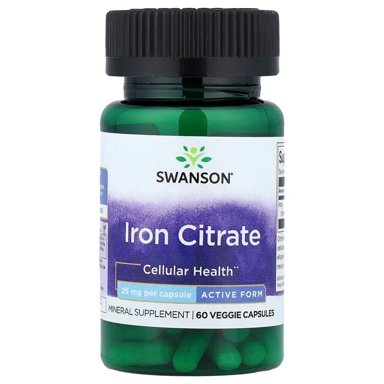 Iron Citrate, Active Form, 25 mg, 60 Veggie Capsules image 1