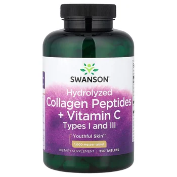 Hydrolyzed Collagen Peptides + Vitamin C, 250 Tablets