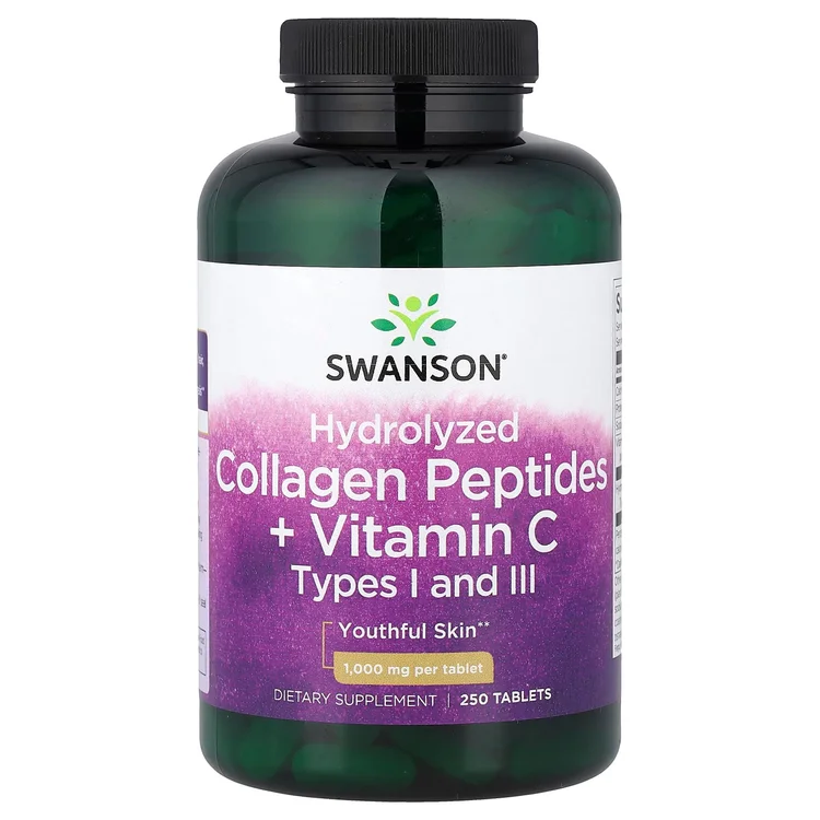 Hydrolyzed Collagen Peptides + Vitamin C, 250 Tablets image 1