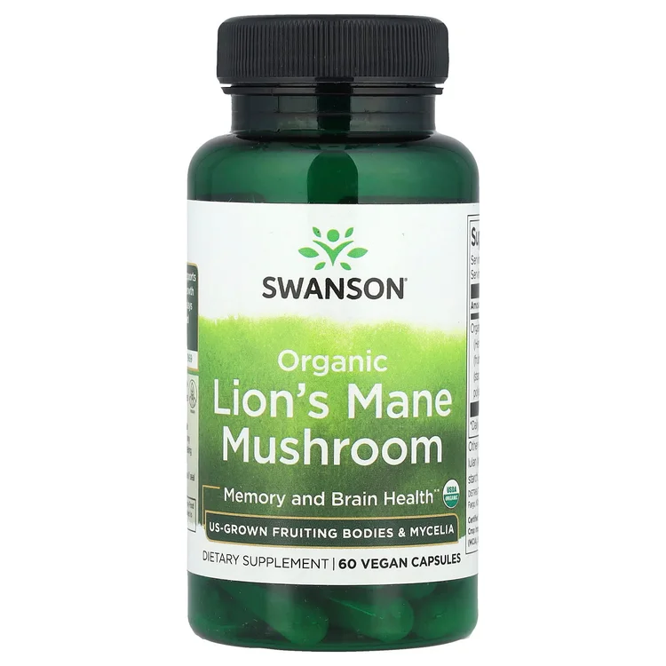 Organic Lion's Mane Mushroom, 60 Vegan Capsules (500 mg per Capsule) image 1