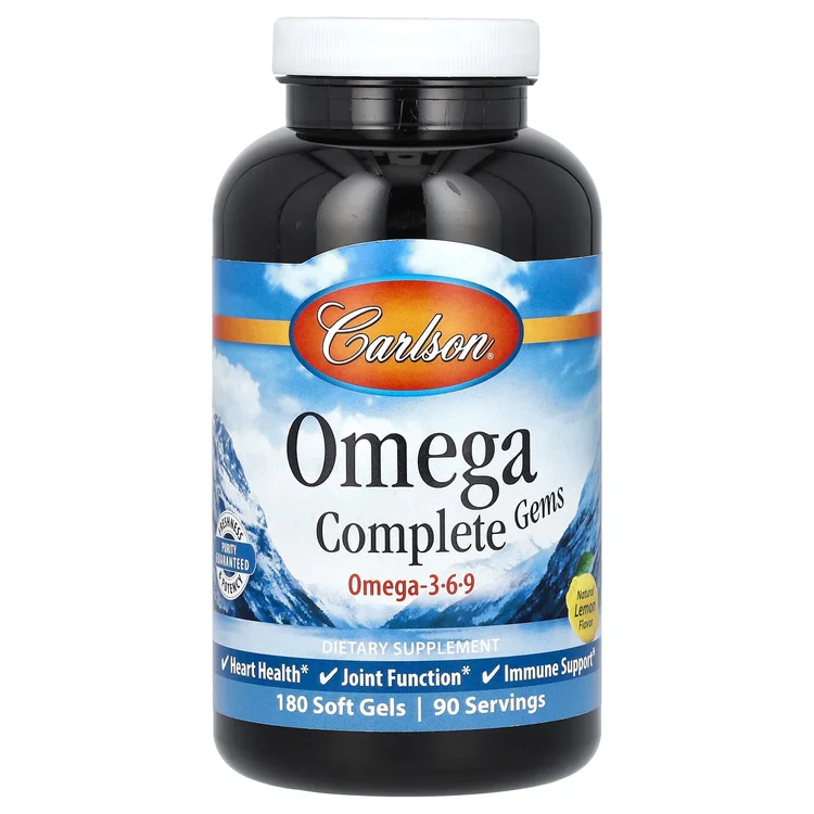 Omega Complete Gems, Omega-3-6-9, Natural Lemon, 180 Soft Gels image 1