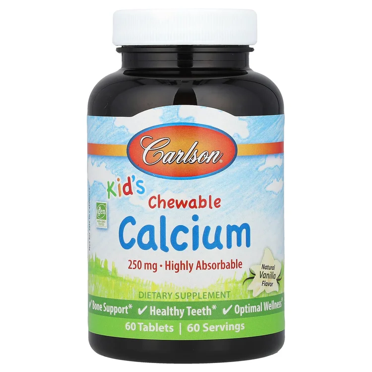 Kid's, Chewable Calcium, Natural Vanilla, 250 mg, 60 Tablets image 1