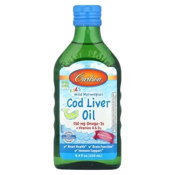 Kid's Wild Norwegian, Cod Liver Oil + Vitamins A & D3, Bubble Gum, 8.4 fl oz (250 ml)