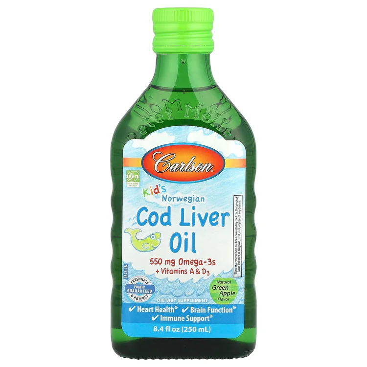 Kid's, Norwegian Cod Liver Oil, Natural Green Apple, 8.4 fl oz (250 ml) image 1