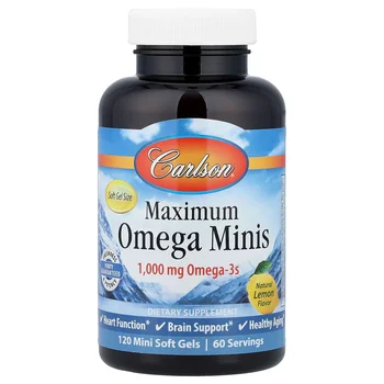 Maximum Omega Minis, Natural Lemon, 120 Mini Soft Gels (500 mg per Soft Gel)