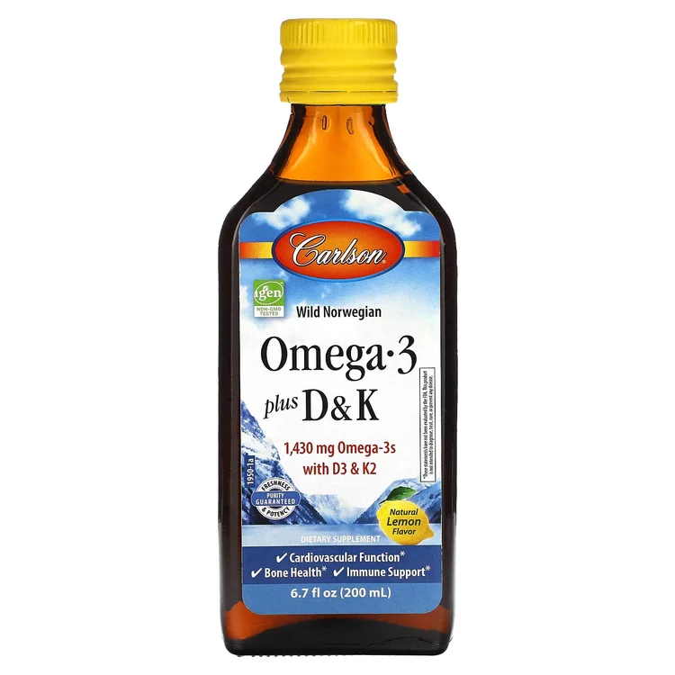 Omega 3 Plus D & K, Natural Lemon, 1,430 mg , 6.7 fl oz (200 ml) image 1