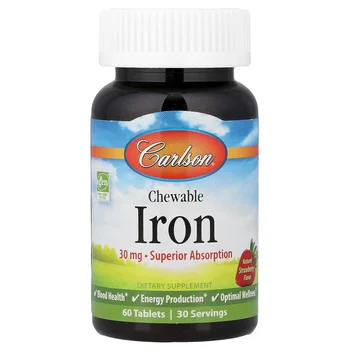 Chewable Iron, Natural Strawberry, 60 Tablets (15 mg per Tablet)