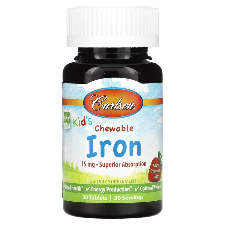 Kid's Chewable Iron, Strawberry, 15 mg, 30 Tablets image 1