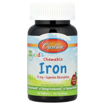 Kid's, Chewable Iron, Natural Strawberry, 15 mg, 60 Tablets