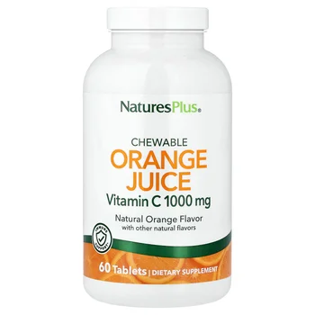 Chewable Orange Juice, Vitamin C, Natural Orange, 60 Tablets