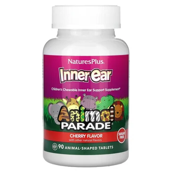 Animal Parade, Inner Ear, Children's Chewable, Cherry, 90 Animal-Shaped Tablets