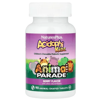 Animal Parade® AcidophiKidz®, Children's Chewable Probiotic, Berry, 90 Animal-Shaped Tablets