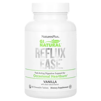 Gi Natural, Reflux Ease, Vanila, 60 Chewable Tablets