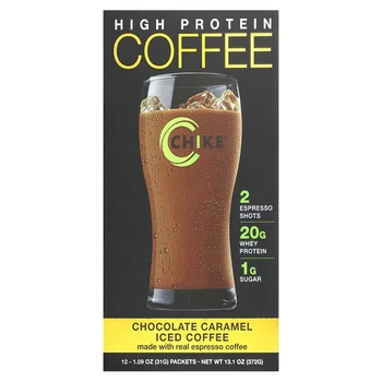 High Protein Iced Coffee, Chocolate Caramel, 12 Packets, 1.09 oz (31 g) Each