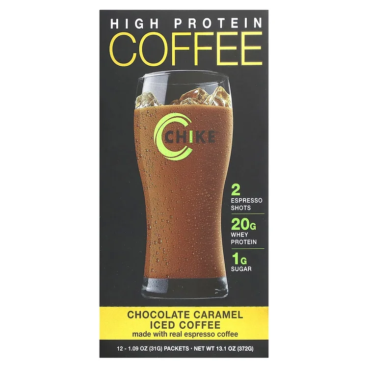 High Protein Iced Coffee, Chocolate Caramel, 12 Packets, 1.09 oz (31 g) Each image 1