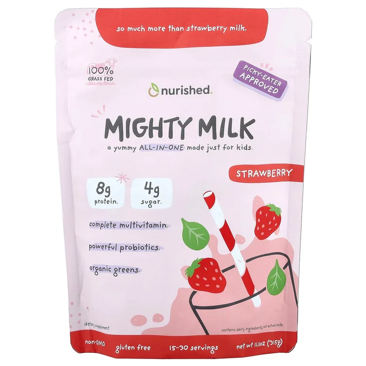 Kids, Mighty Milk, Strawberry, 11.1 oz (315 g) image 1
