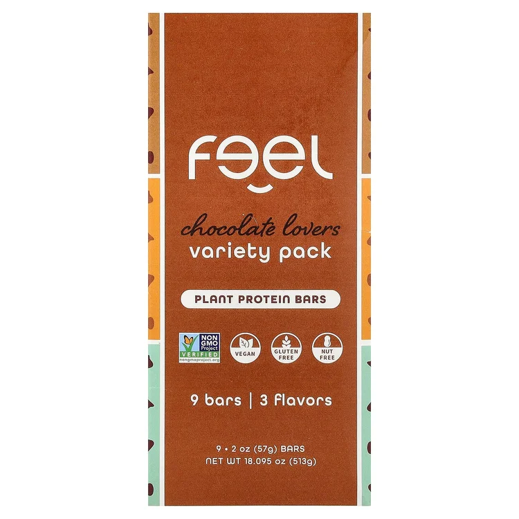 Plant Protein Bars, Variety Pack, Chocolate Lovers, 9 Bars, 2 oz (57 g) Each image 1