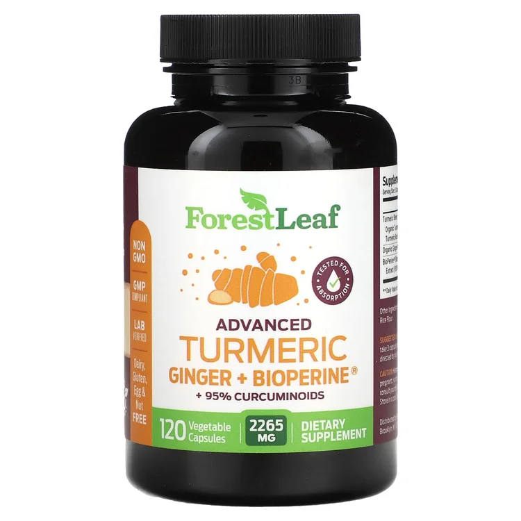 Advanced Turmeric Ginger + Bioperine, 120 Vegetable Capsules image 1