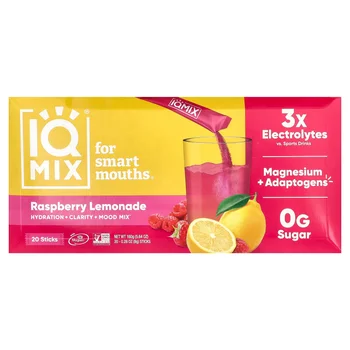 IQMIX®, Hydration + Clarity + Mood Mix, Raspberry Lemonade, 20 Sticks, 0.28 oz (8 g) Each