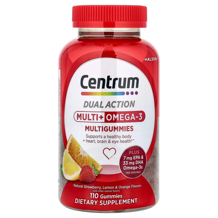 Multi + Omega-3 Multigummies, Natural Strawberry, Lemon & Orange, 110 Gummies image 1