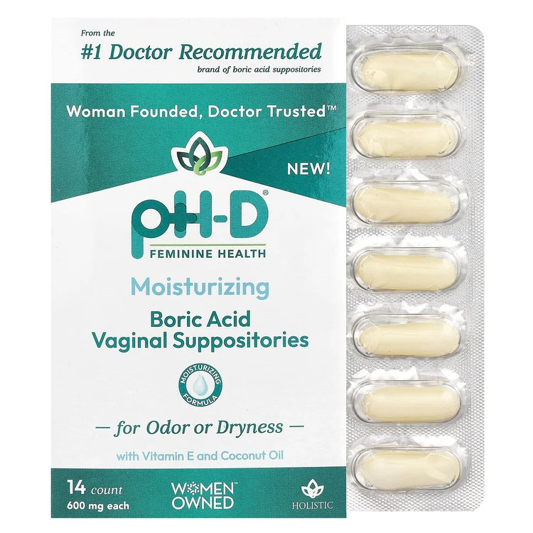 Boric Acid, Vaginal Suppositories, 600 mg, 14 count image 1