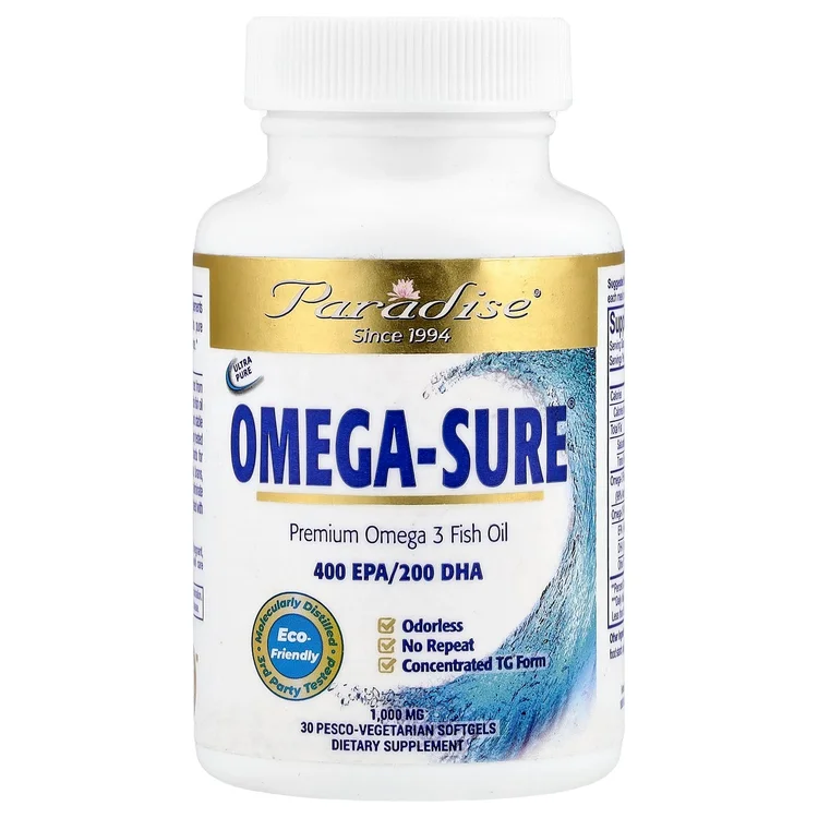 Omega Sure®, Premium Omega-3 Fish Oil, 1,000 mg, 30 Pesco Vegetarian Softgels image 1