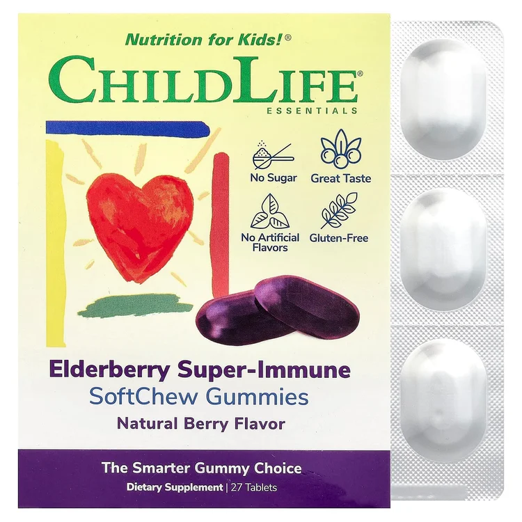 Kids, Elderberry Super-Immune SoftChew Gummies, Natural Berry, 27 Tablets image 1