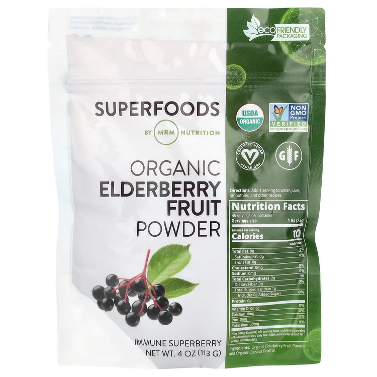 Organic Elderberry Fruit Powder, 4 oz (113 g) image 1