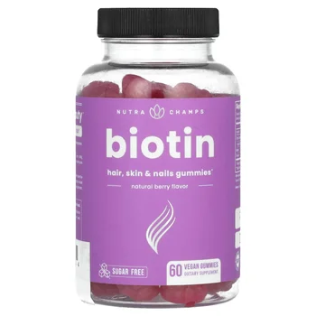 Biotin, Hair, Skin & Nails Gummies, Sugar Free, Natural Berry, 60 Vegan Gummies (5,000 mcg per Gummy)