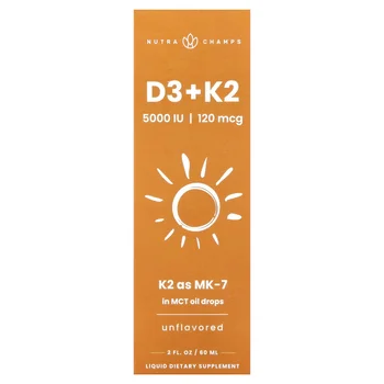 D3 + K2 Liquid Drops, Unflavored, 2 fl oz (60 ml)