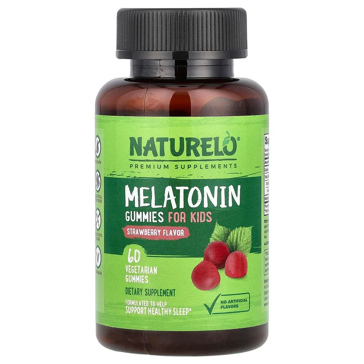 Melatonin Gummies, For Kids, Strawberry, 1 mg, 60 Vegetarian Gummies image 1