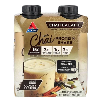 Iced Tea Latte Protein Shake, Chai, 4 Shakes, 11 fl oz (325 ml) Each