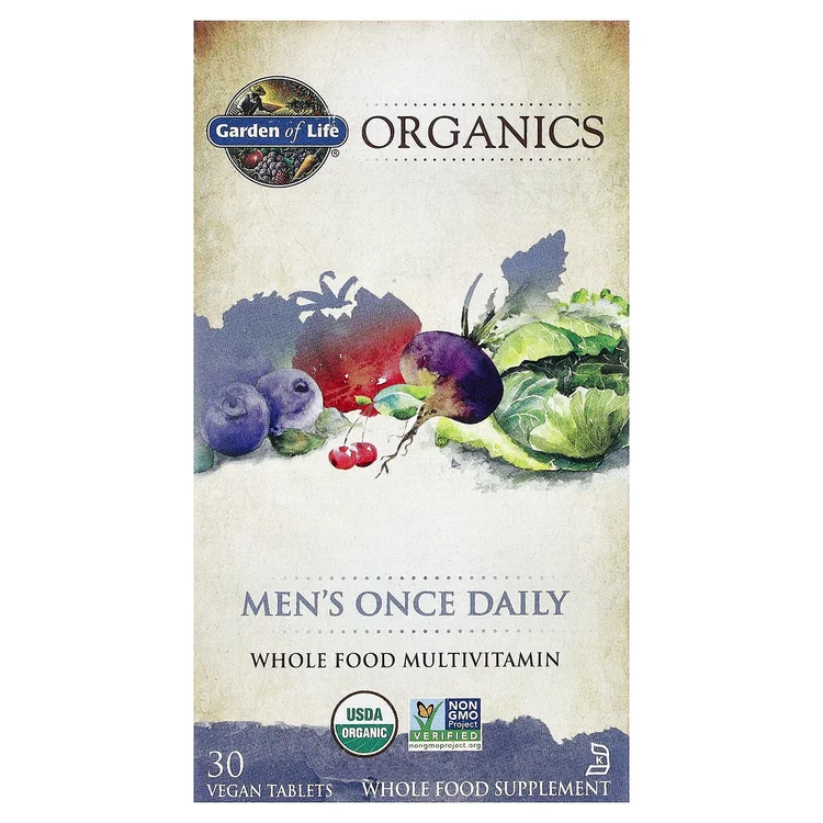 Organics, Men's Once Daily, 30 Vegan Tablets image 1