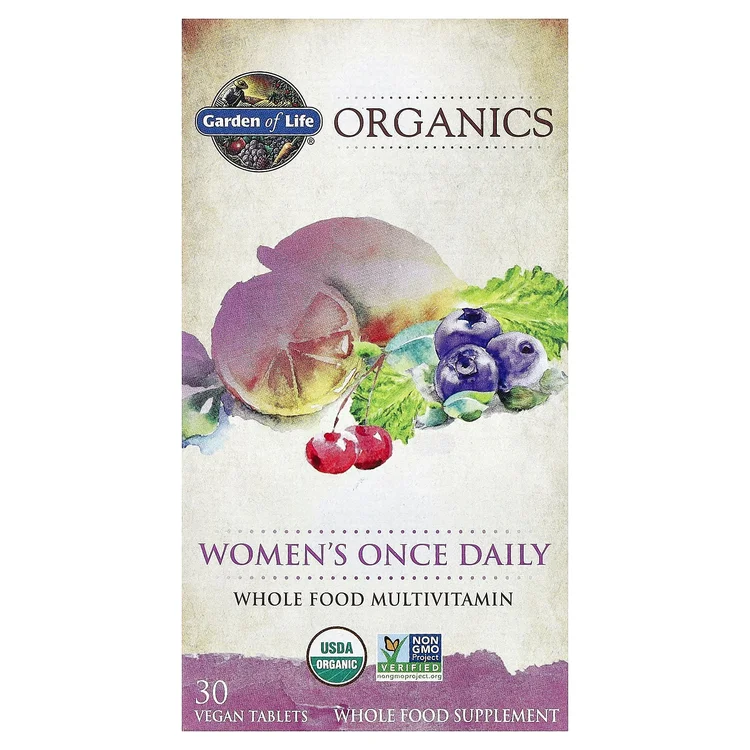 Organics, Women's Once Daily, Whole Food Multivitamin, 30 Vegan Tablets image 1