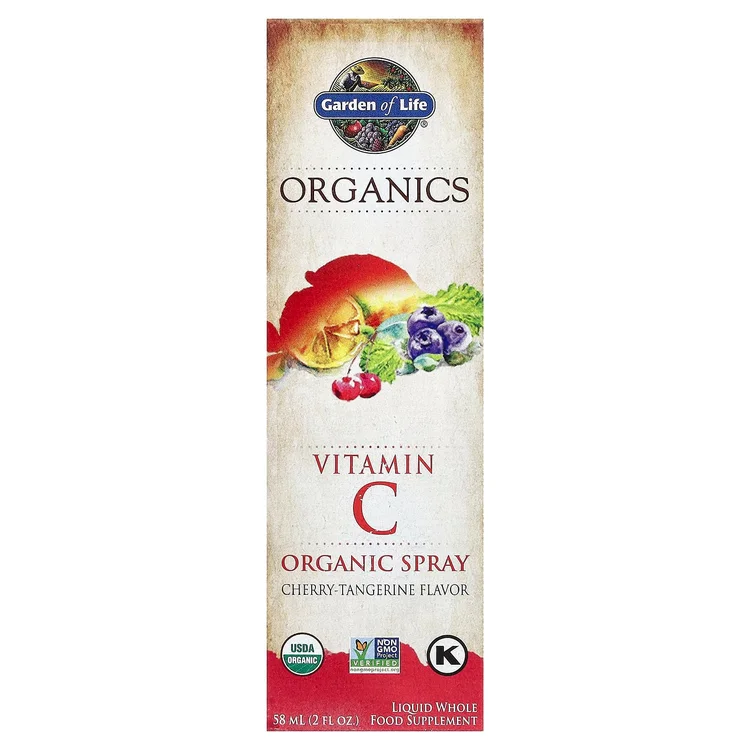 Organics, Vitamin C Organic Spray, Cherry-Tangerine, 2 fl oz (58 ml) image 1