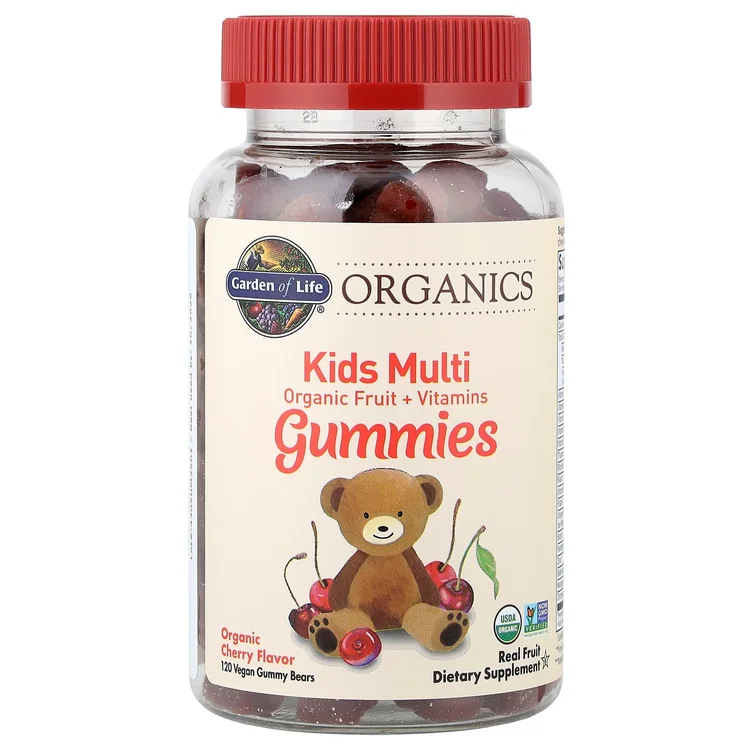 Kids Multi Gummies, Organic Cherry, 120 Vegan Gummy Bears image 1