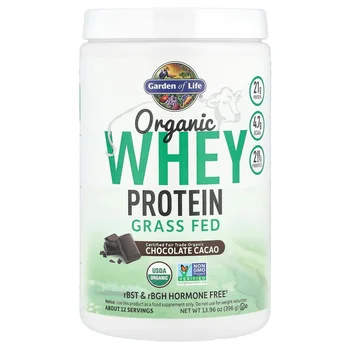 Organic Whey Protein, Grass-Fed, Chocolate Cacao, 13.96 oz (396 g)