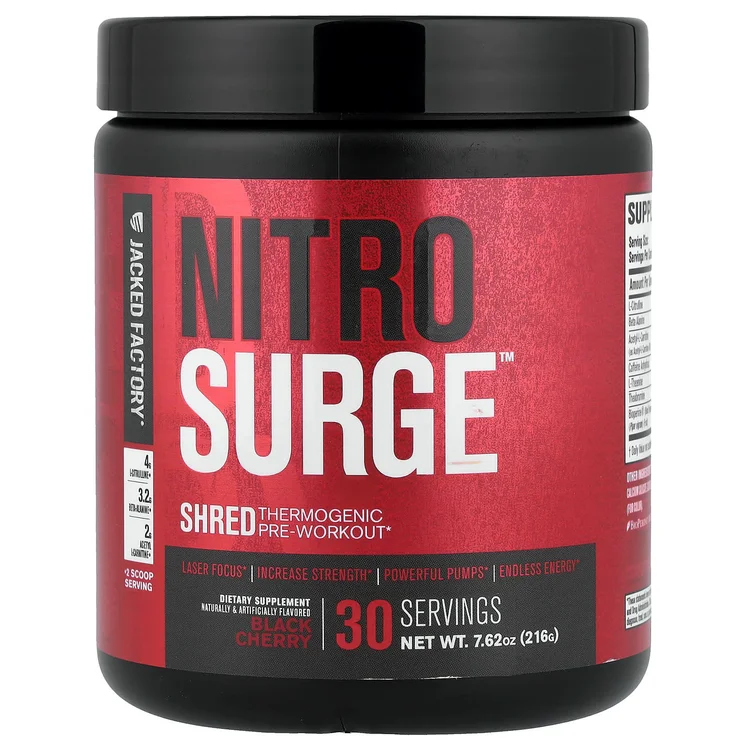 Nitro Surge™, Shred Thermogenic Pre-Workout, Black Cherry, 7.62 oz (216 g) image 1