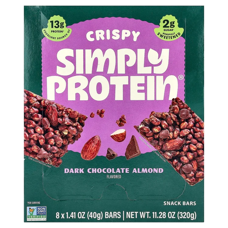 Crispy Snack Bars, Dark Chocolate Almond, 8 Bars, 1.41 oz (40 g) Each image 1