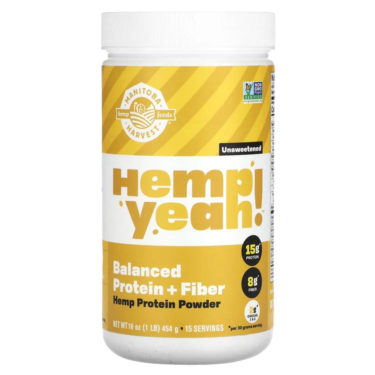 Organic Hemp Yeah!, Balanced Protein + Fiber, Hemp Protein Powder, Unsweetened, 1 lb (454 g) image 1
