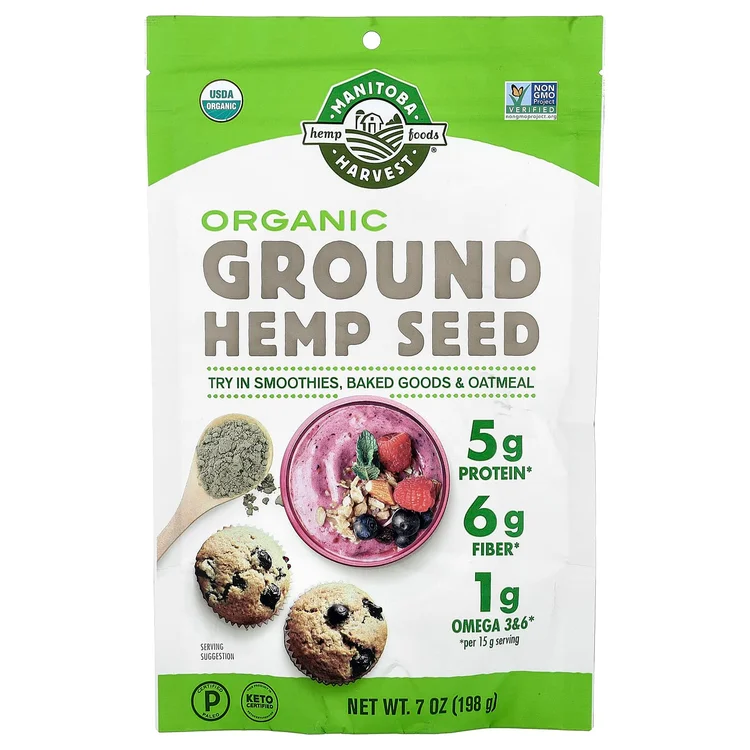 Organic Ground Hemp Seed, 7 oz (198 g) image 1