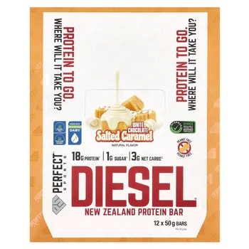 Diesel, New Zealand Protein Bar, White Chocolate Salted Caramel, 12 Bars, 50 g Each