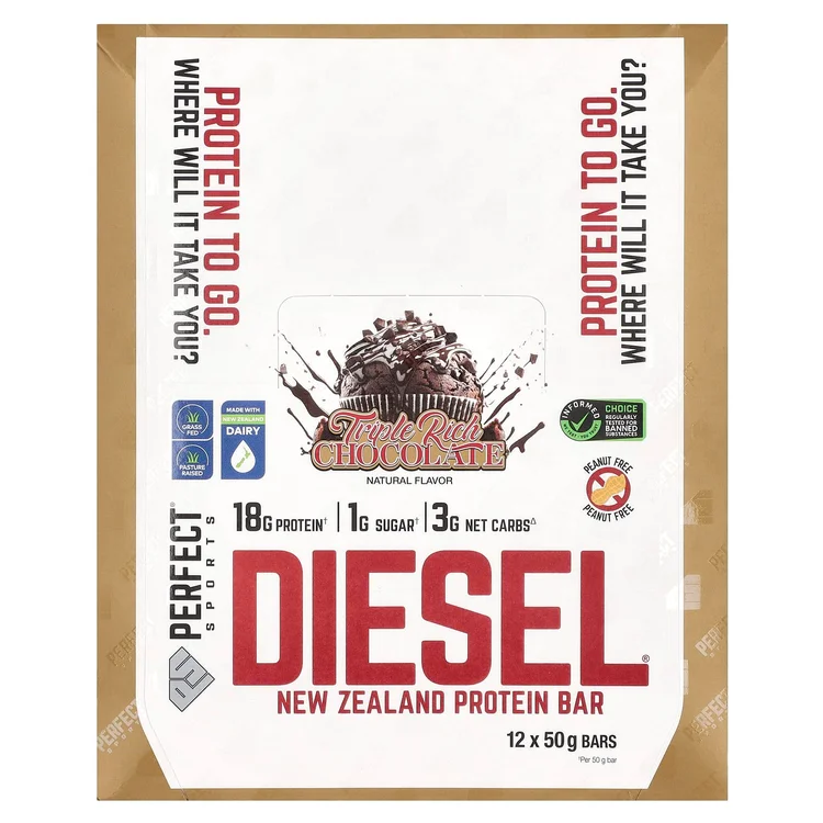 Diesel, New Zealand Protein Bar, Triple Rich Chocolate, 12 Bars, 50 g Each image 1