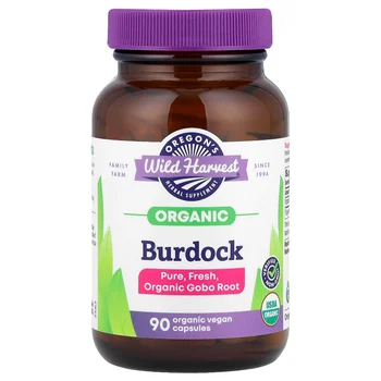 Organic Burdock, 90 Organic Vegan Capsules (450 mg per Capsule)