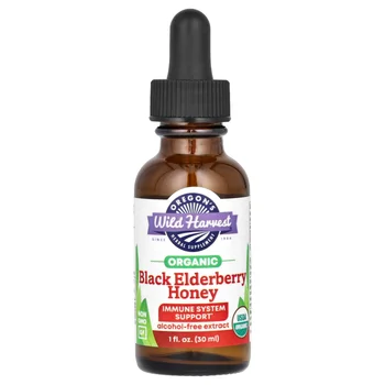 Organic Black Elderberry Honey, Alcohol Free, 1 fl oz (30 ml)