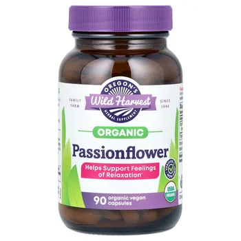Organic Passionflower, 90 Organic Vegan Capsules (400 mg per Capsule)