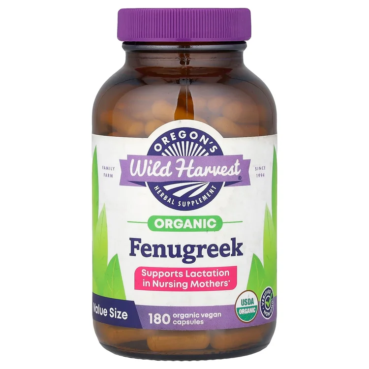Organic, Fenugreek, 180 Vegan Capsules (500 mg per Capsule) image 1