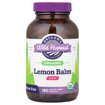 Organic Lemon Balm, 180 Organic Vegan Capsules (375 mg per Capsule)